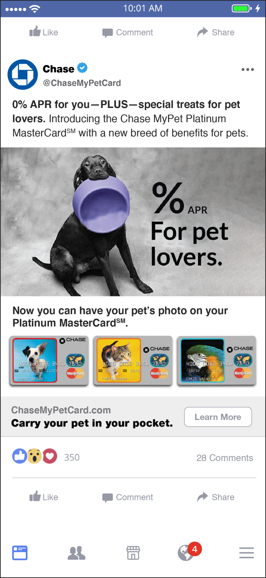 Chase MyPet Facebook Ad Labrador